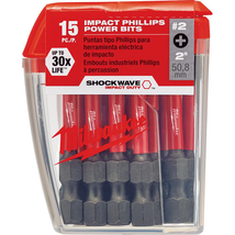 Milwaukee #2 Philips Shockwave 2 Inch Impact Duty Steel Driver Bits 15 P... - £4.65 GBP