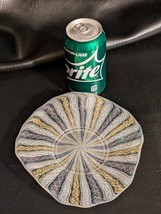 Murano Vetro Artistico Piatto Increspatura Zanfirico Nastro Oro Rame Avv... - $151.11