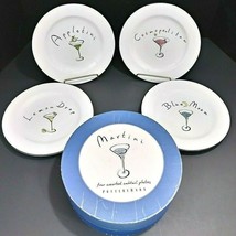 Pottery Barn 7 3/4&quot; Cocktail Plates Assorted Martini Plates Set Of 4 NIB - £19.35 GBP