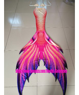 Swimmable Mermaid Tail Fabric for Women and Kids Orange Red  - $109.74 CAD