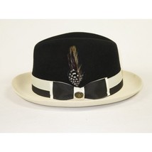 Mens Bruno Capelo Dress Hat Australian Wool Fedora Caesar CA350 Black Ivory new image 9