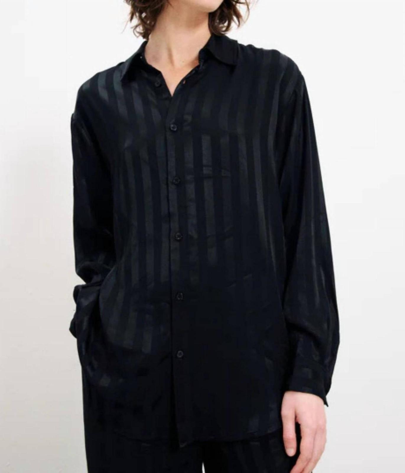 Frnch Carla Satin Long Sleeve Top Black - $52.00