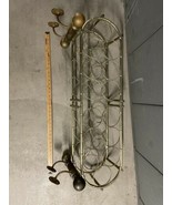 Vintage Brass Gold Hollywood Regency MCM Metal Faux Bamboo  Bottle Wine ... - €150,45 EUR