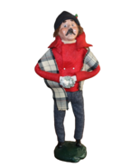 Vintage 1987 Byers Choice The Carolers Man w/ Christmas Tree Plaid Scarf... - $317.61 MXN