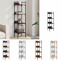 Industrial Wooden Narrow 4-Tier Bookcase Bookshelf Shelving Storage Unit Rack - £48.34 GBP+