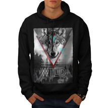 Wellcoda Wolf Head In Forest Mens Hoodie, Wildlife Casual Hooded Sweatshirt - £25.92 GBP+