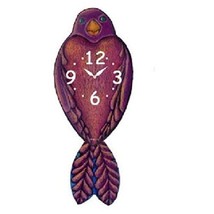 Purple Bird Pendulum Wall Clock - £45.09 GBP