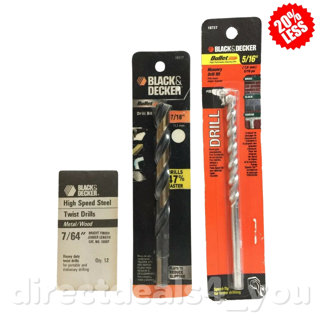 Black & Decker 5/16", 7/16", 7/64" Drill Bit Set - $16.82