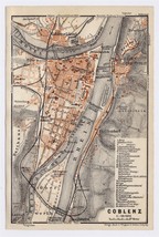 1911 Original Antique Map Of Koblenz / Germany - $26.01