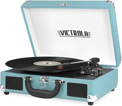 Vintage 3-Speed Bluetooth Portable Suitcase Record Player By Victrola, M... - £50.24 GBP