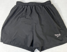 90s Reebok Shorts Medium Elastic Waist Made in USA Vintage Black - £7.55 GBP