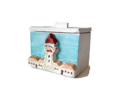 Handmade Ceramic Jewelry Box, Lighthouse Gift For Dad, Unique Small Trinket Box - £37.45 GBP