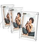4x6 Acrylic Picture Frames 3 Pack Clear Picture Frames with Stand Magnet... - £39.44 GBP