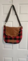 Jim Beam Plaid Leather Messenger Computer Bag Tote Field Co Campster Promo - $19.80