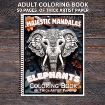 Elephants - Mandalas- Spiral Bound Adult Coloring Book - Thick Artist Paper - £25.28 GBP