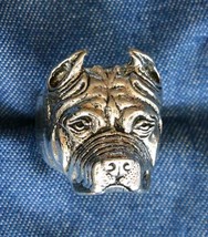 Fabulous Large Silver-tone Bull Dog Ring size 10 - £11.75 GBP