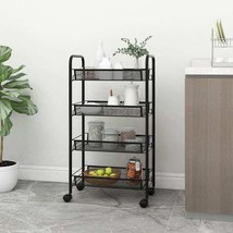 vidaXL 4-Tier Kitchen Trolley Black 18.1&quot;x10.2&quot;x33.5&quot; Iron - $93.03