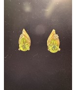 14K Yellow Gold Peridot and Diamond Earrings - £114.48 GBP