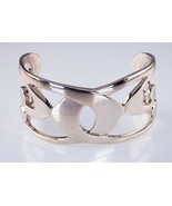 Modernist Symmetrical Design Wide Sterling Silver Cuff Bracelet by WM - €323,43 EUR