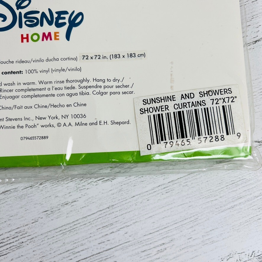Disney Home Pooh Collection Showers And Sunshine 72x72 Vinyl Shower Curtain NEW Item image 8