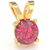 Pink Tourmaline Solitaire Pendant In 14k Yellow Gold - £189.03 GBP