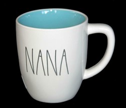RAE DUNN Double Sided &quot;NANA&quot; &amp; Blue Flowers Blue Interior Rounded Coffee... - £18.37 GBP