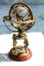 Nautique Laiton Sphere Globes Monde Base Boussole Marine Grand Gravé Armillaire - £242.31 GBP