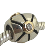 Authentic Chamilia Center CZ Sterling Silver &amp; 14K Bead Charm Kd-22, NEW - $1,067.37 MXN