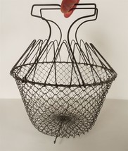 Antique Folding Wire Egg Basket France Primitive Wireware Collapsing Farm Market - £52.20 GBP