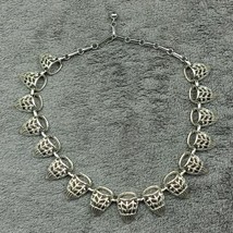 Vintage CORO Necklace Bib Chocker Signed Silver Tone 17” With Adjustable... - £13.23 GBP