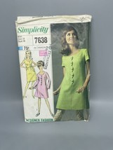 VTG 60s Dress and Sash Size 14 Bust 36 Simplicity 7638 Sewing Pattern - £8.29 GBP