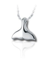 Sterling Silver Whale Tail Funeral Cremation Urn Pendant for Ashes w/Chain - £239.00 GBP