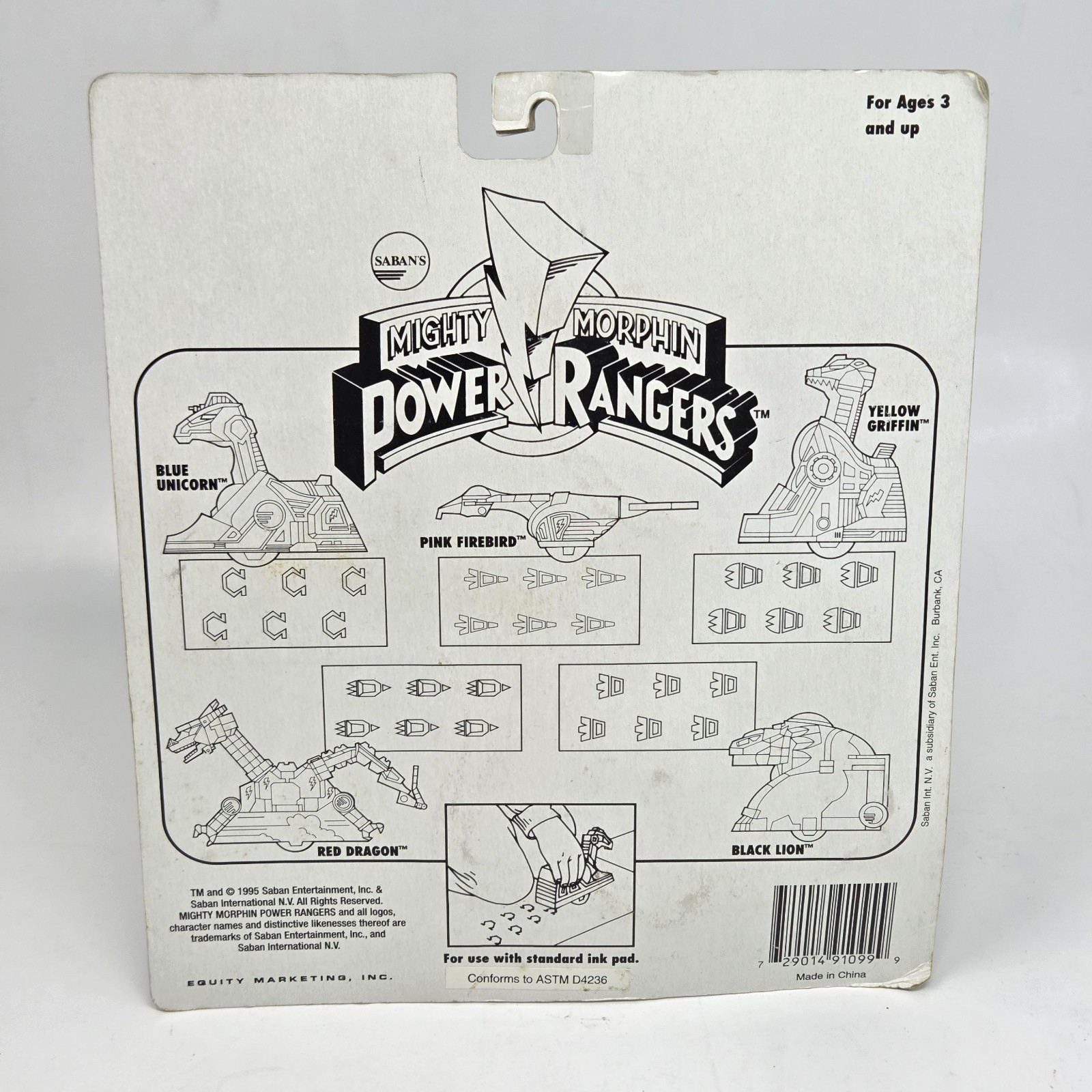 Power Rangers Ink VINTAGE 1995 MIGHTY MORPHIN POWER RANGERS NEW THUNDERZORD ROLLING ...