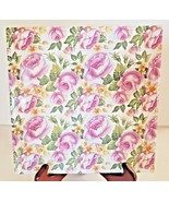 Art Tile Staffordshire Tilecrafts England Pink Roses and Green Leaves 7 ... - $41.03 CAD