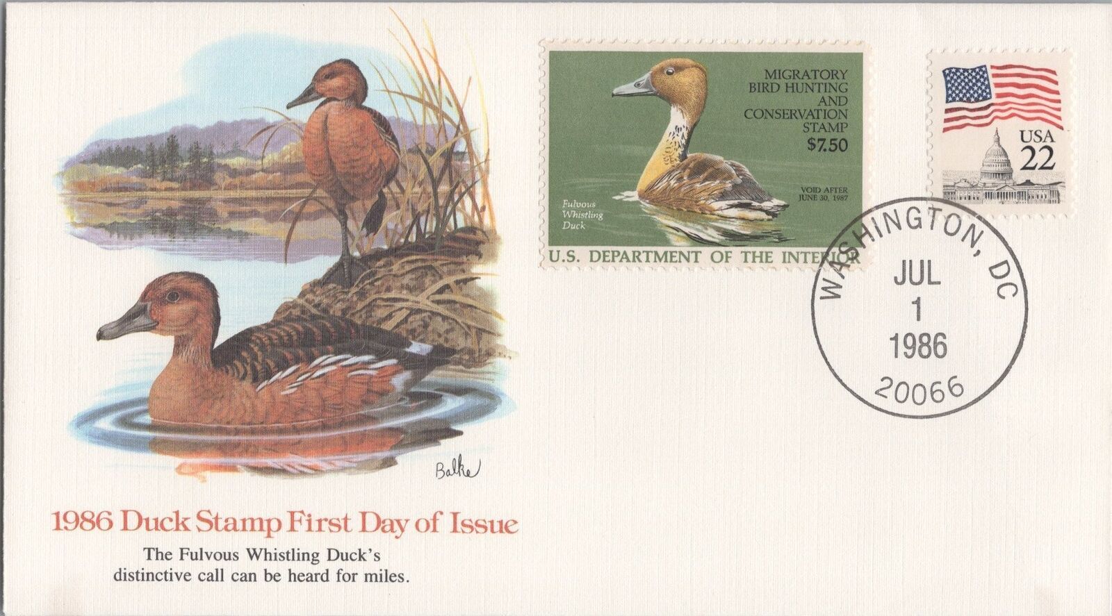 ZAYIX - 1986 US RW53 Fleetwood FDC Federal Hunting Permit Duck Stamp 113022SM82 - $23.95