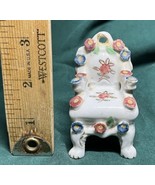 Miniature Porcelain Chair White with Painted Flowers-Made in Occupied Japan - $7.00