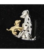 Dalmatian and Puppy Pin Gold Silver 1&quot; Tall  x  1&quot; Wide Brooch Jewelry - $180.41 MXN