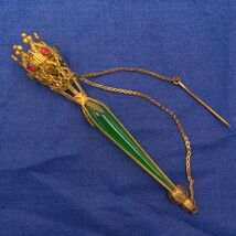 Gilt Tussie Mussie with Red Glass Gems and Green Glass Handle (#J7461) - €996,95 EUR