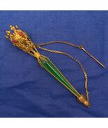 Gilt Tussie Mussie with Red Glass Gems and Green Glass Handle (#J7461) - €998,75 EUR