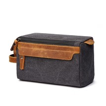 Toiletry Bag for Men Shaving Kit Bag Crazy Horse Leather Dopp Kit  Travel Shavin - £20.95 GBP