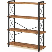Bookshelf 4 Tier,Open Bookcase 4 Shelves Wood And Metal Industrial Rustic,Horizo - £186.22 GBP