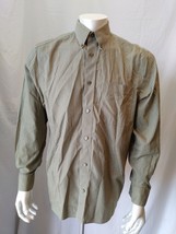 Eddie Bauer Men&#39;s Long Sleeve Green Striped Button Down Cotton Shirt Siz... - $7.92