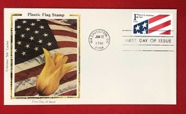 ZAYIX - 1991 US Colorano FDC #2522 plastic Flag Stamp - Flower - Tulips - £1.58 GBP