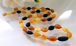 Natural Raw Unpolished Baltic Amber Necklace/ Olive Beads - $43.00
