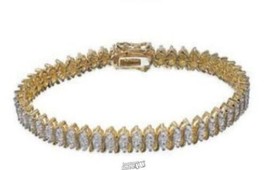 16&quot; Diamond Accent Pendant Bracelet 2-Tone 16K Gold Rhodium-Plated - £37.35 GBP