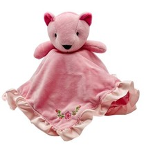 Stepping Stones Pink Bear  Lovey Flower Floral Ruffle Edge Baby Security Blanket - £14.04 GBP