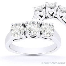 Forever Brilliant Round Cut Moissanite 3-Stone Engagement Ring in 14k White Gold - £718.34 GBP+