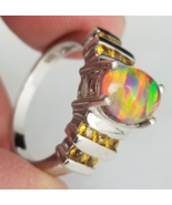 STERLING SILVER &amp; OPAL &amp; CITRINE womens ring size 7 Ethiopian? 925 Estat... - $63.05 CAD
