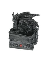 Guardian of Bibliophiles Stone Finish Dragon on Books Trinket Box - £29.03 GBP