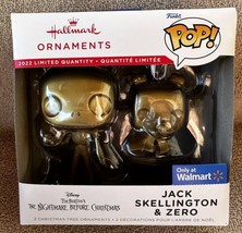 2 Hallmark FUNKO Disney Jack Skellington And Zero! Gold Christmas Ornaments NIB - £19.58 GBP